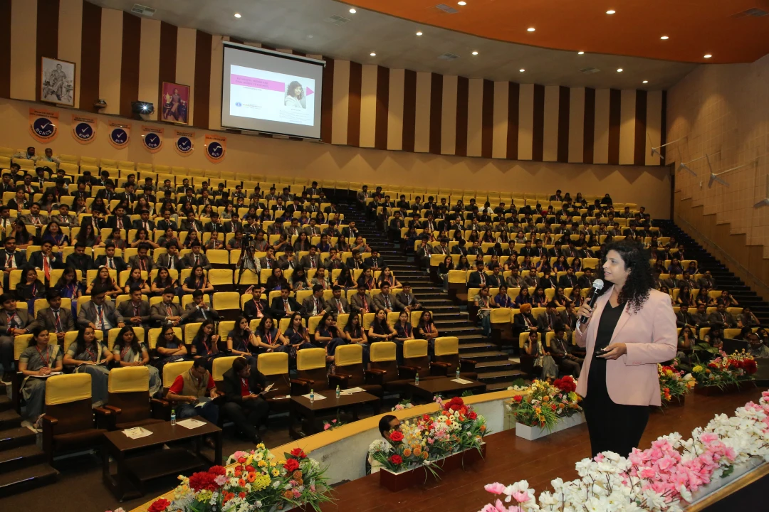 Inspiration in every word - Chief Guest Miss Sheena with students