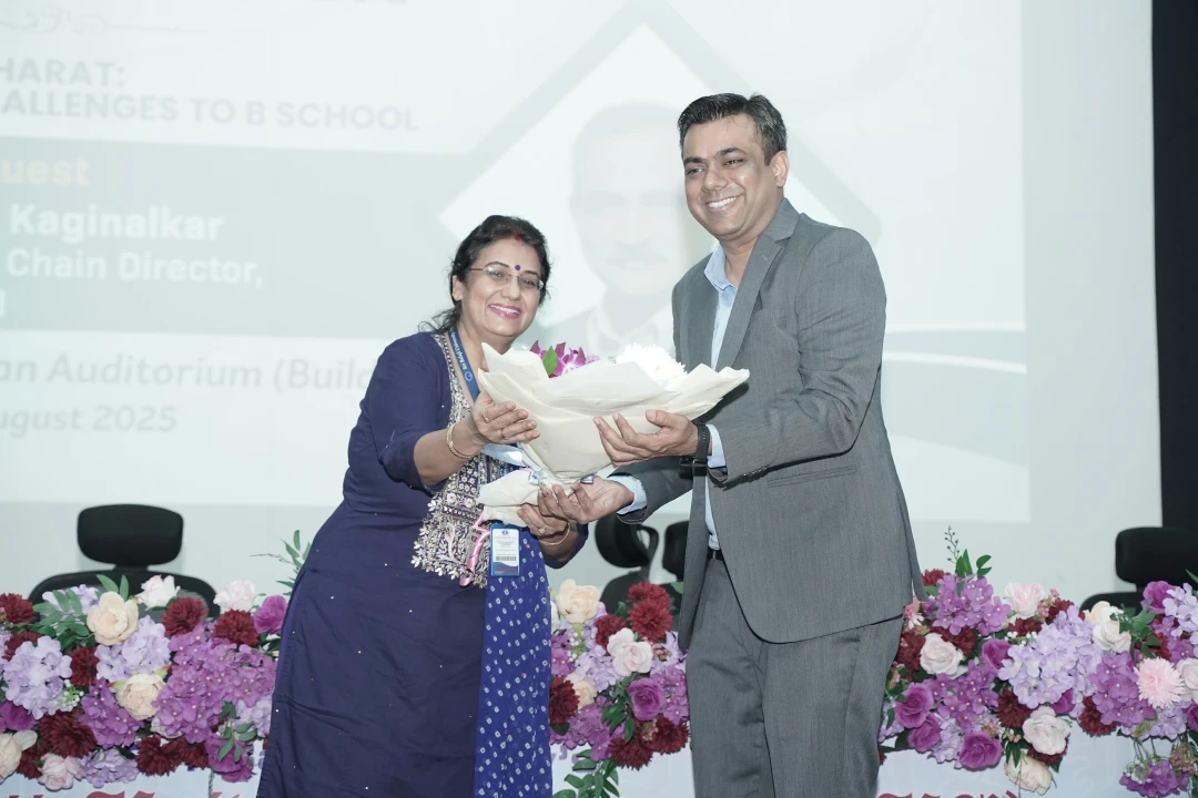 A graceful moment of felicitation for Mr. Mahatva Agarwal by our Dean Dr. Dimple Saini